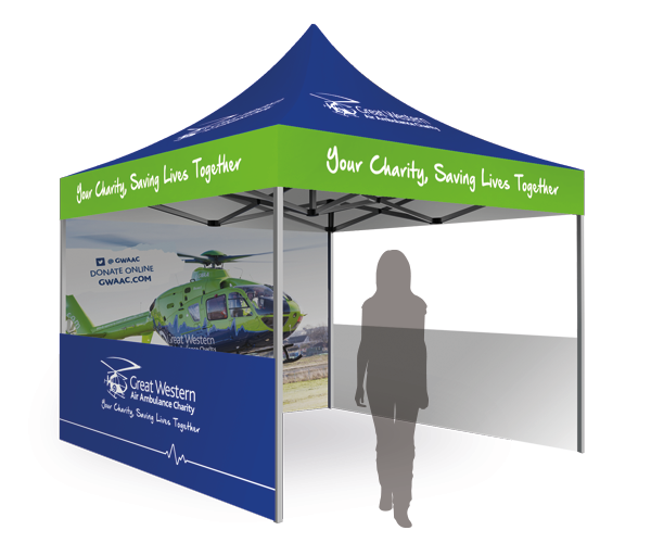 Heavy Duty Branded Gazebo - Full Rear Wall & 2 Half Walls
